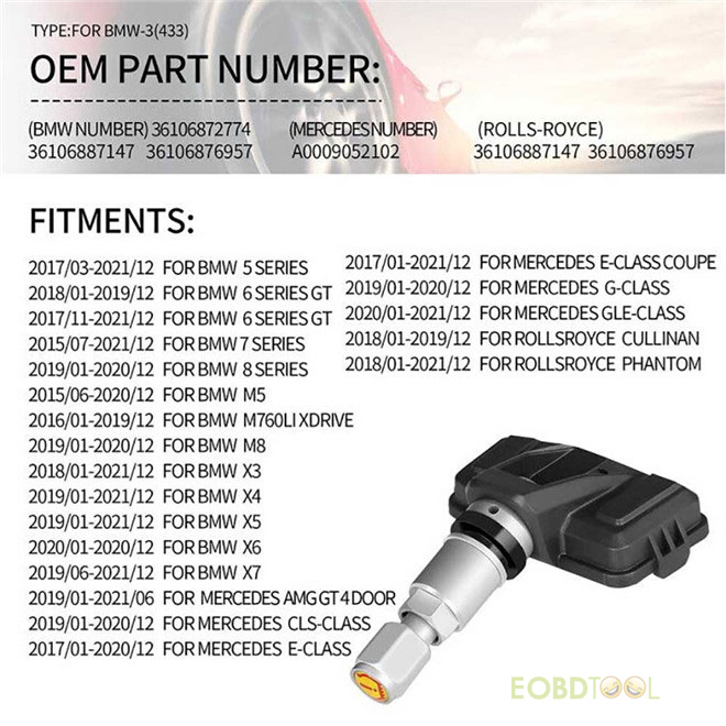 thumbnail image 2 of Hamaton Pre-Coded TPMS Sensor For BMW 7 Series G11 (2015-2017) – 433 MHz, 3-Year Warranty 2 of 5