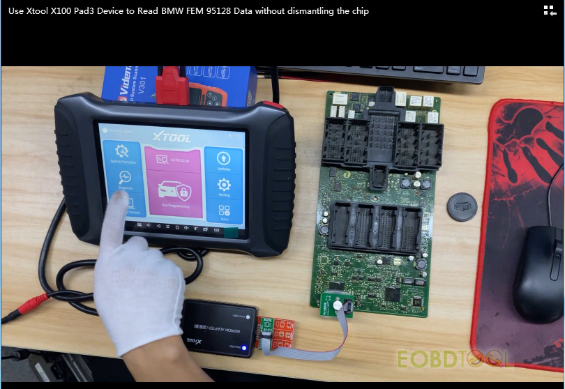 how to use xtool x100 pad3 device to read BMW FEM 95128 data 1