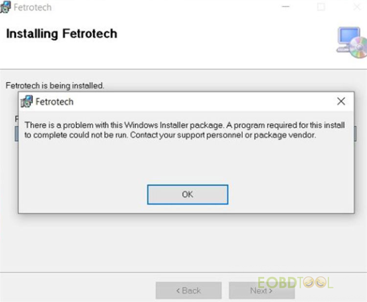 fetrotech tool installation package problem solved 1