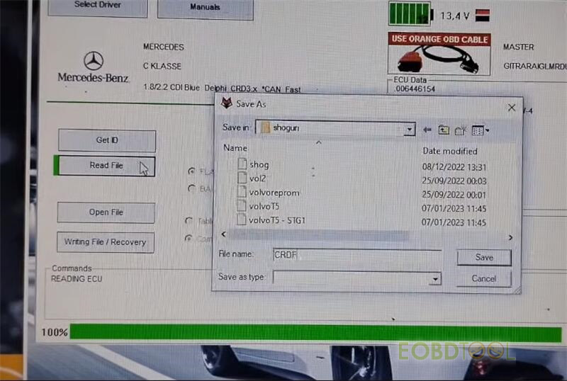 foxflash and otb adapter read write mercedes crd3 9