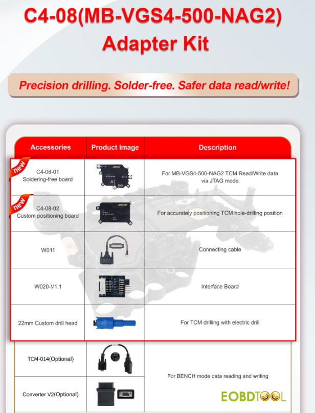 obdstar c4 08 mb vgs4 500 nag2 adapter kit